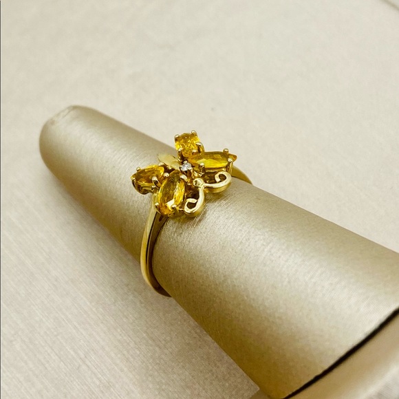 EUC Gold Natural Citrine & Diamond Butterfly Ring - Picture 4 of 12